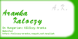 aranka kaloczy business card