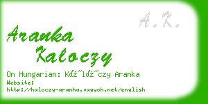 aranka kaloczy business card